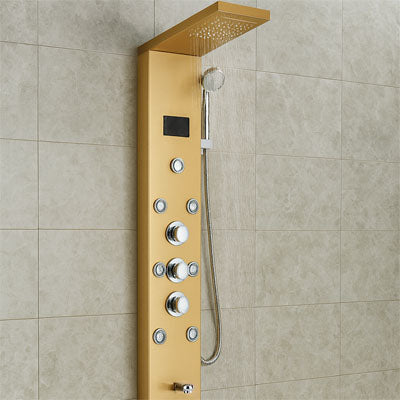 colonne de douche dore