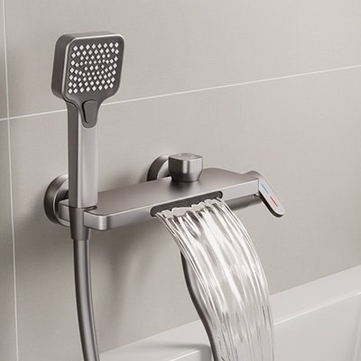 mitigeur baignoire tablette gris cascade
