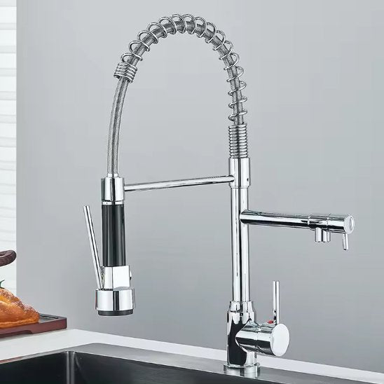 mitigeur cuisine chrome avec double bec