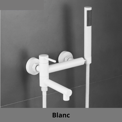 mitigeur douche blanc mural poigne flexible
