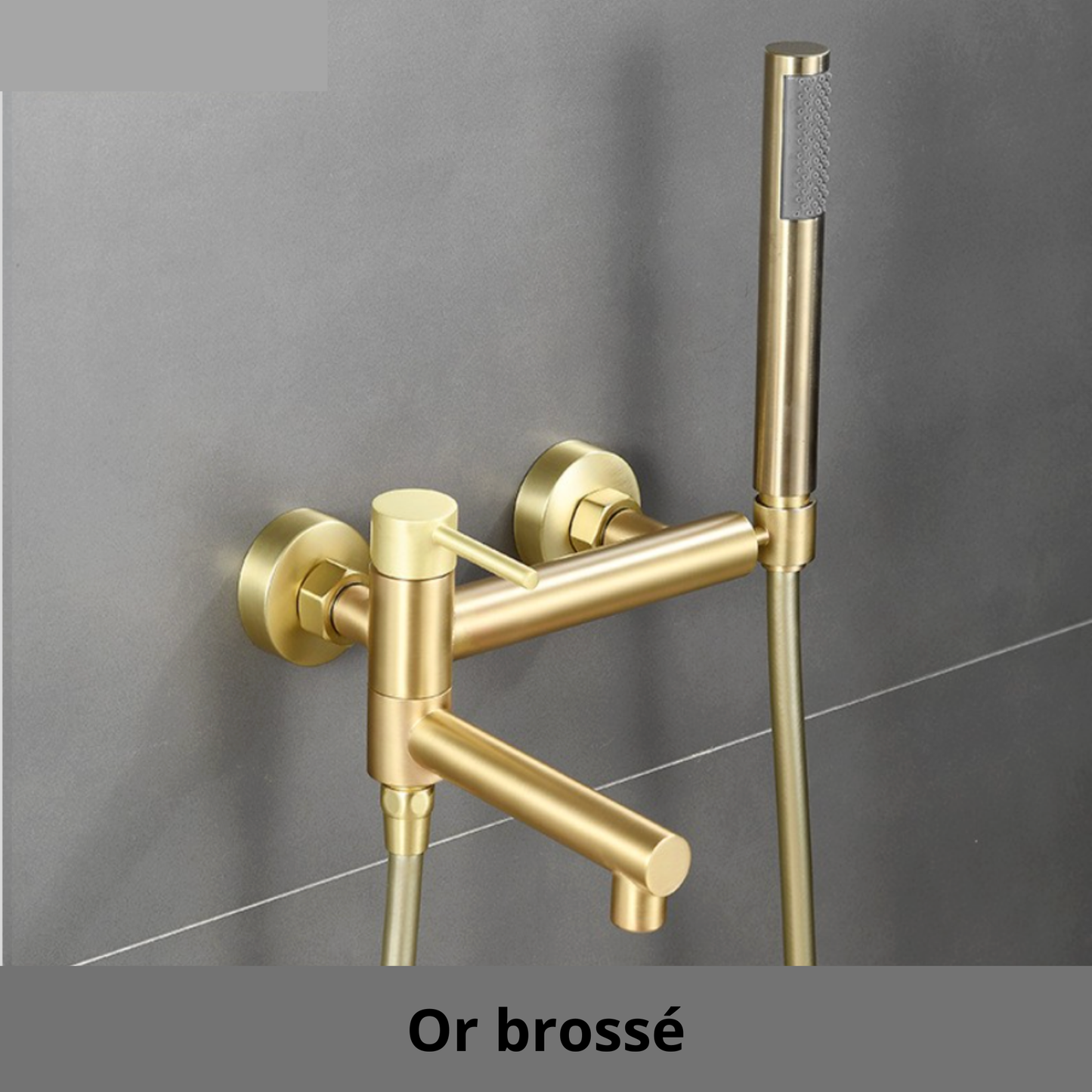 mitigeur douche brosse or mural poigne flexible