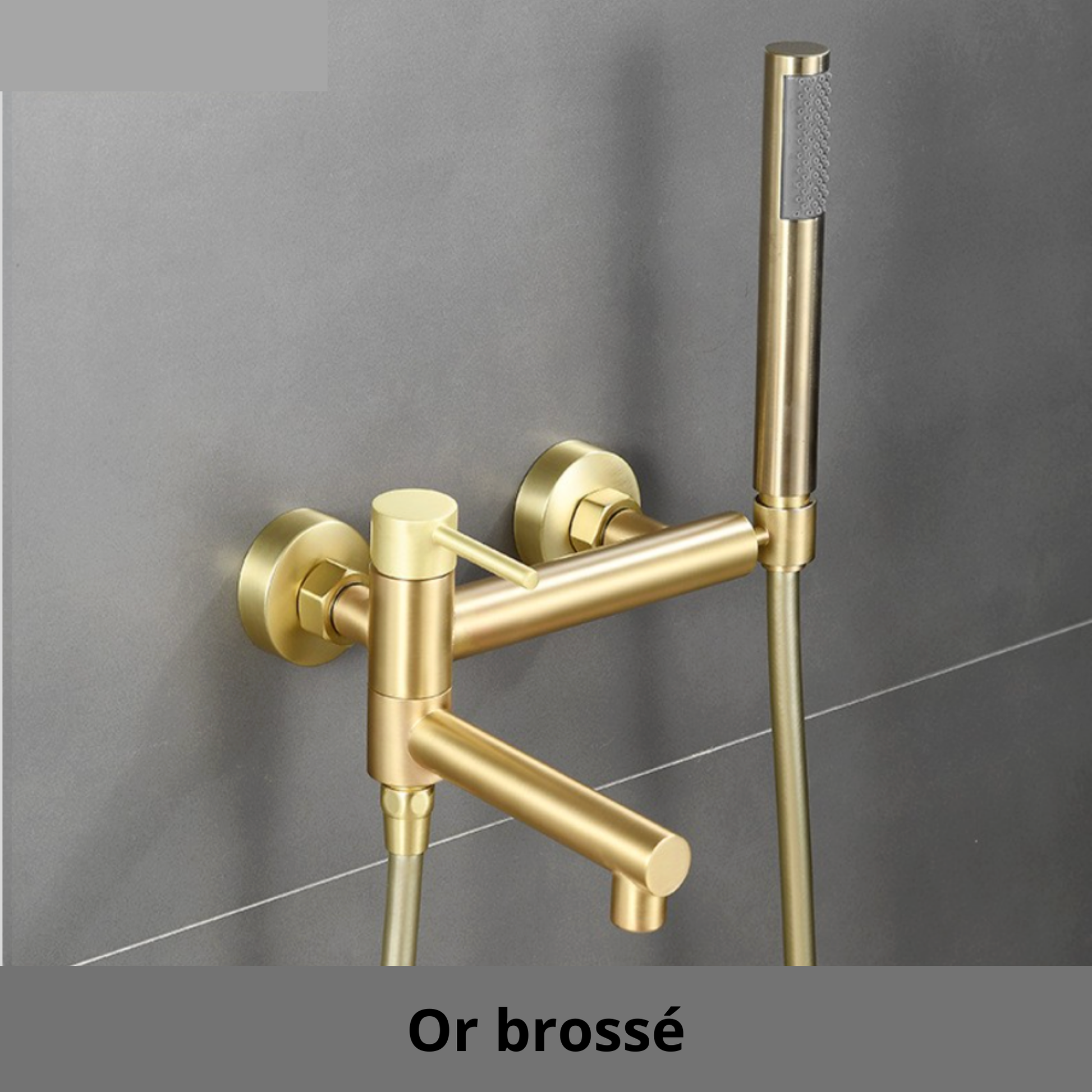 mitigeur douche brosse or mural poigne flexible