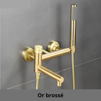mitigeur douche brosse or mural poigne flexible