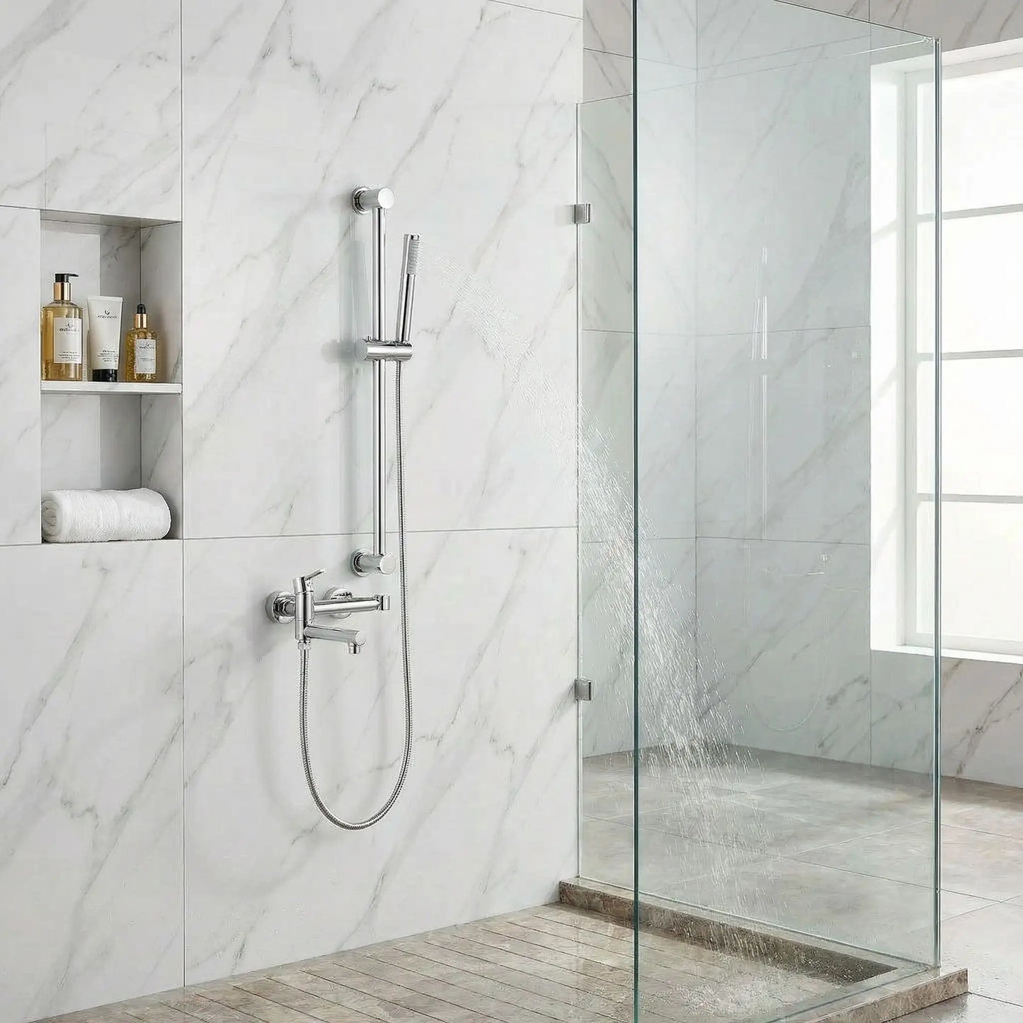 mitigeur douche chromee salle bain