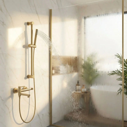 mitigeur douche douchette or mural salle bain