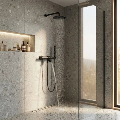 mitigeur douche douchette thermostatique salle bain laiton noir