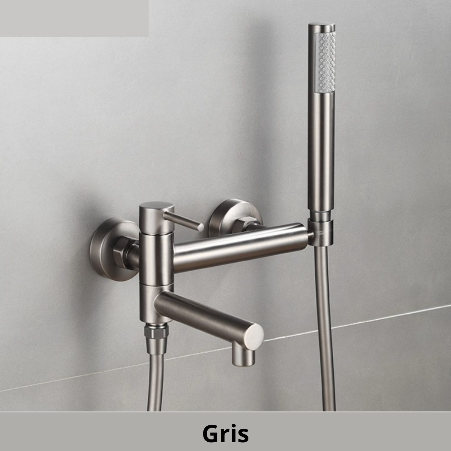 mitigeur douche gris mural poigne flexible