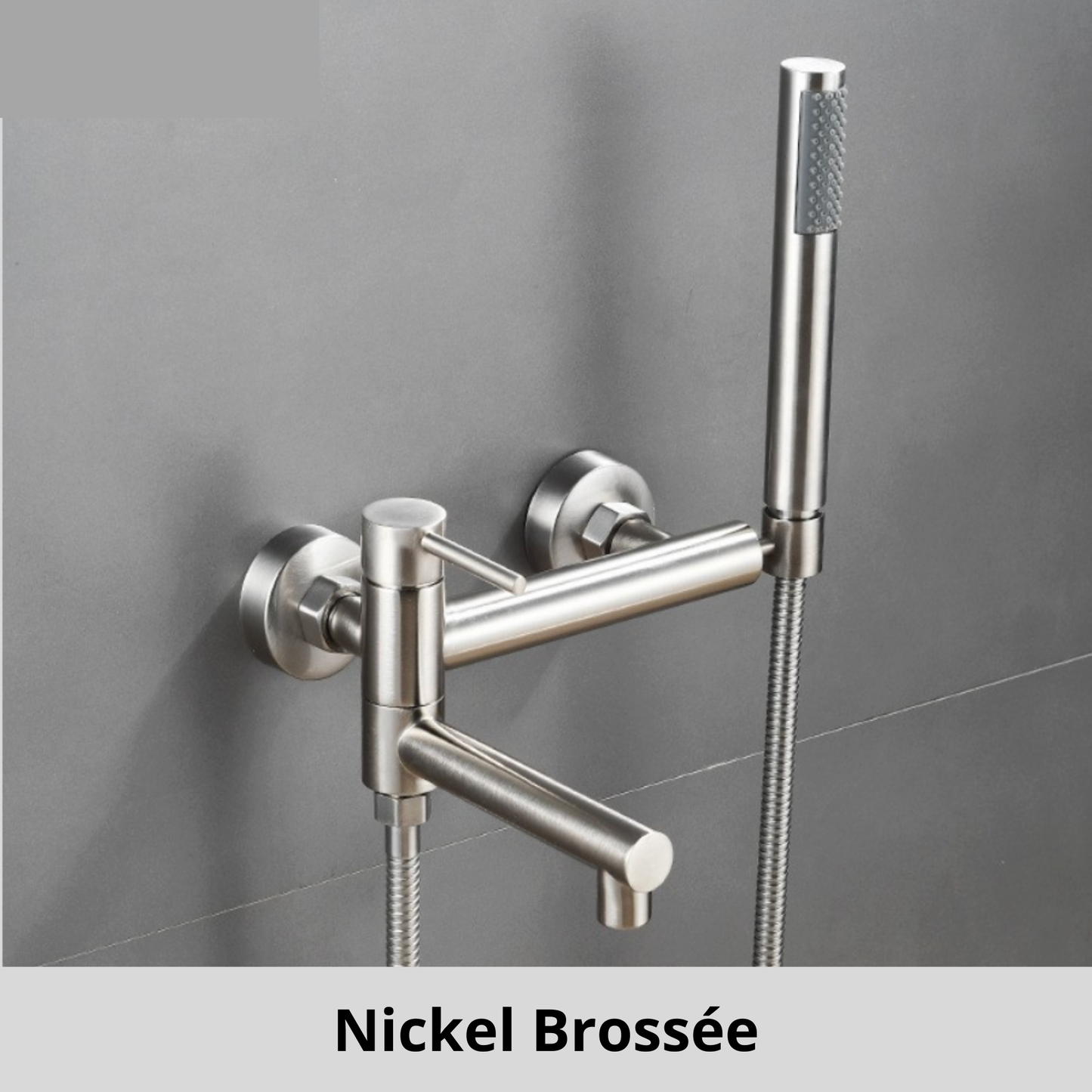 mitigeur douche nickel brosse mural poigne flexible