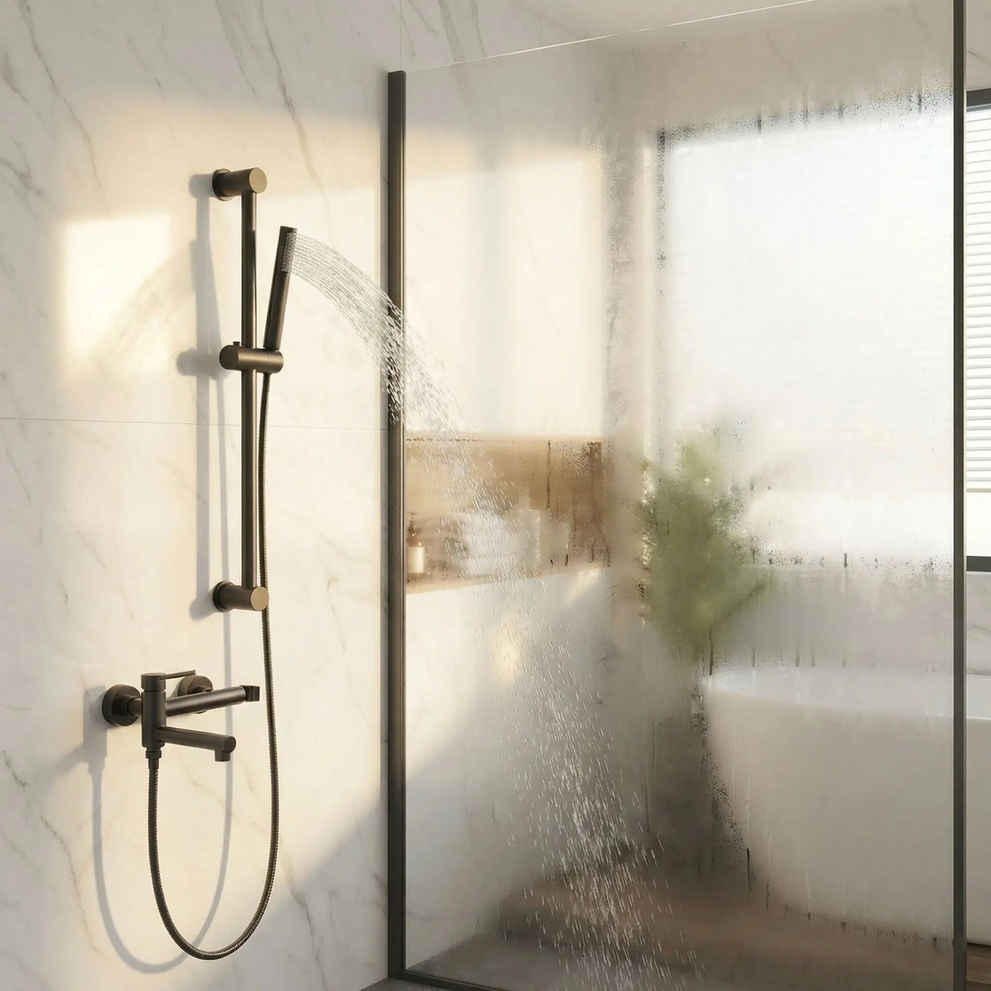mitigeur douche noir salle bain