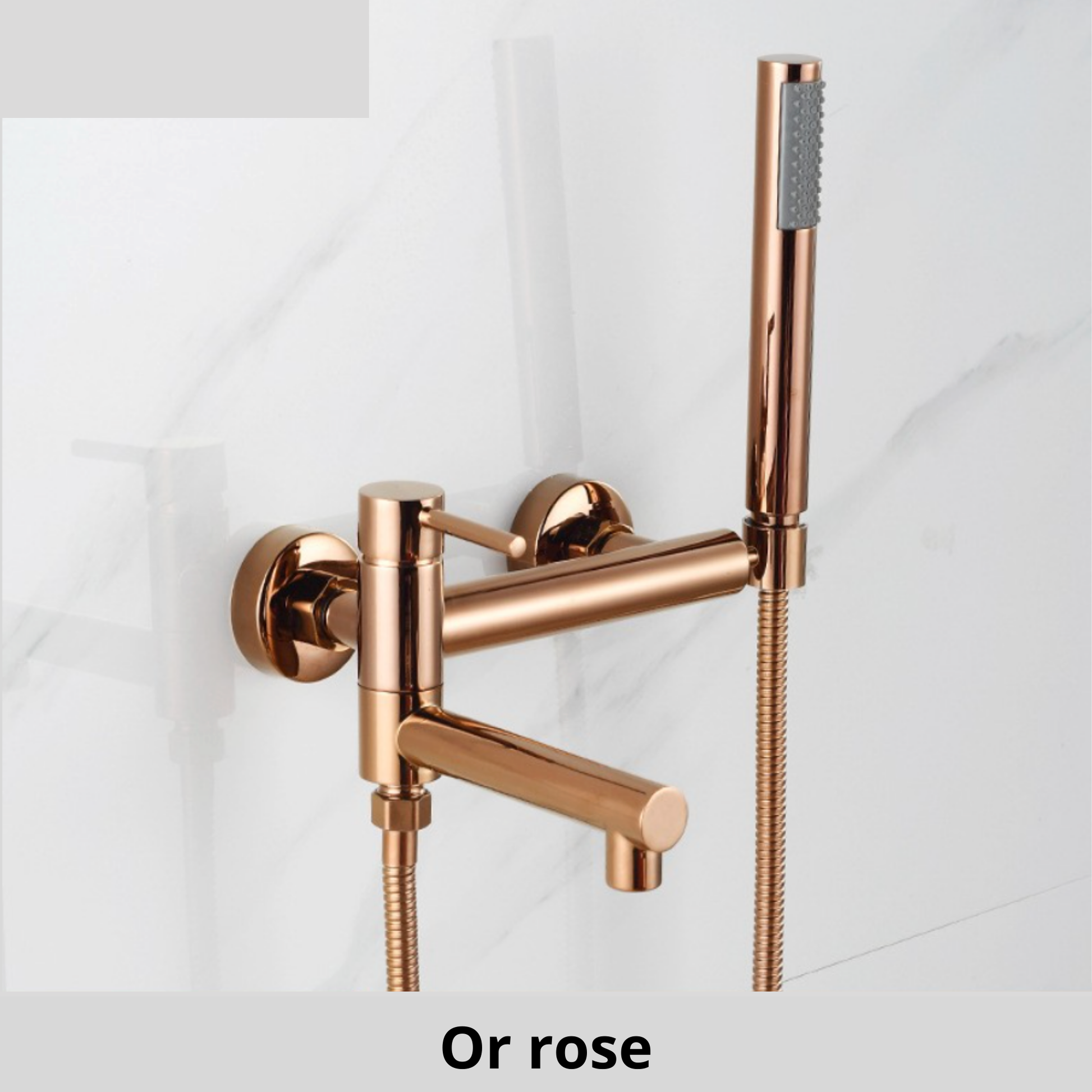 mitigeur douche or rose mural poigne flexible