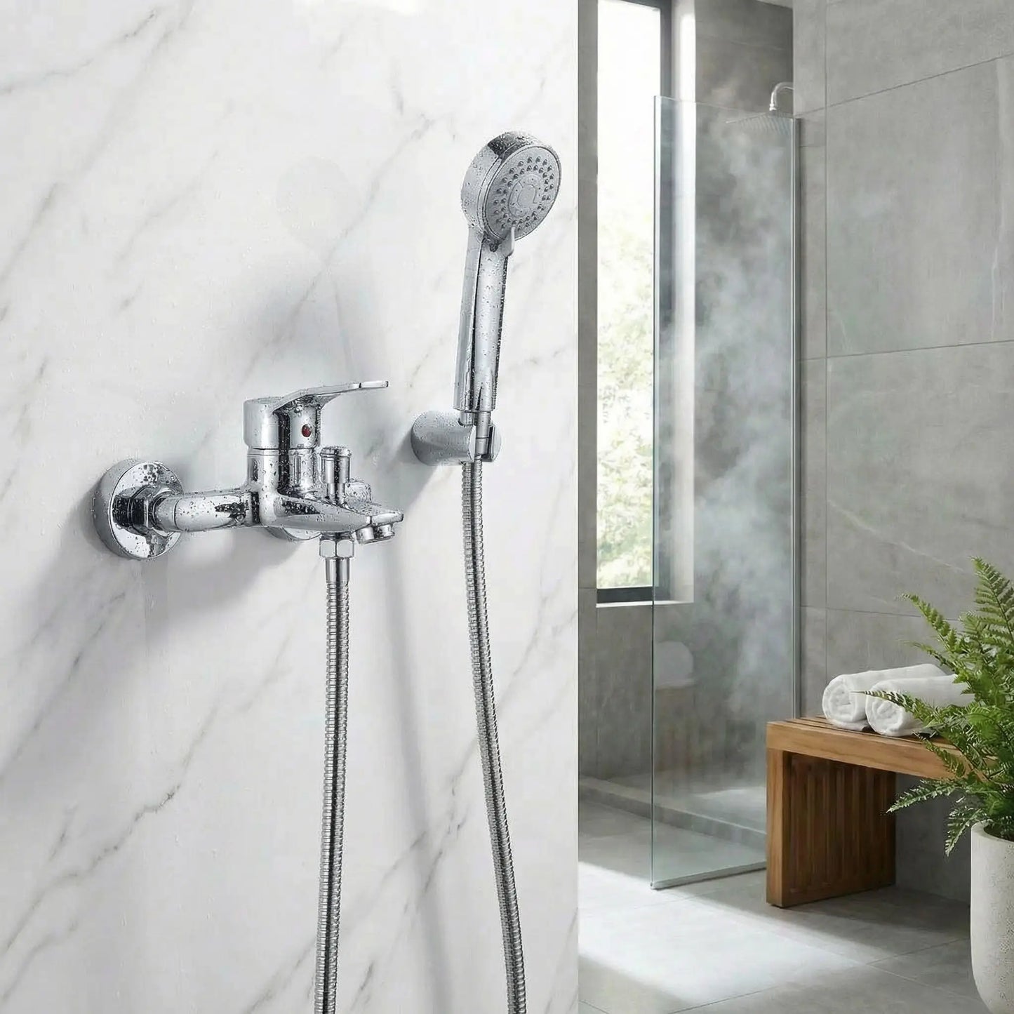 mitigeur douche robinet laiton triple argente