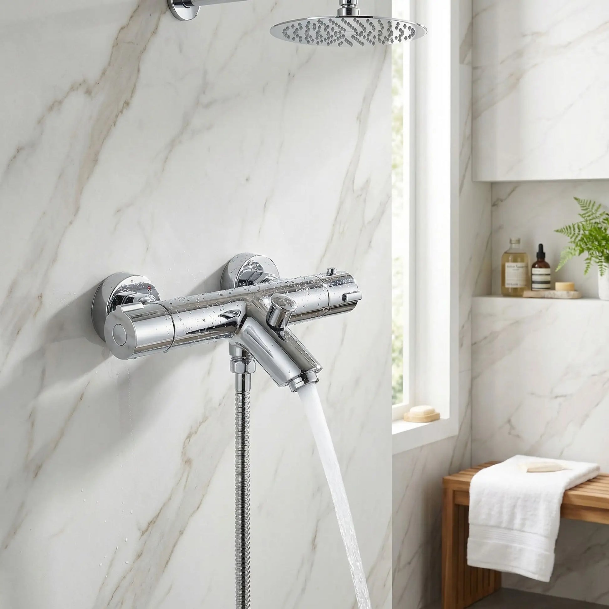 mitigeur douche robinet thermostatique salle bain laiton chrome