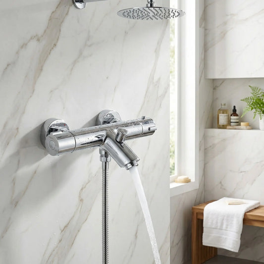 mitigeur douche robinet thermostatique salle bain laiton chrome
