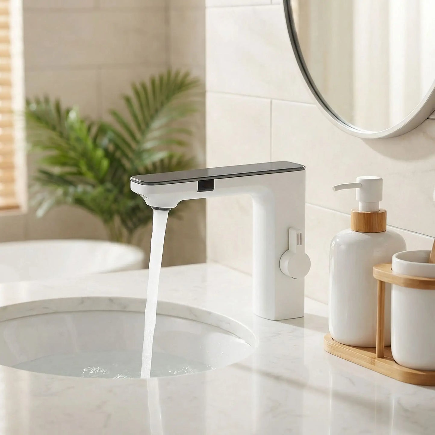 mitigeur lavabo infrarouge blanc