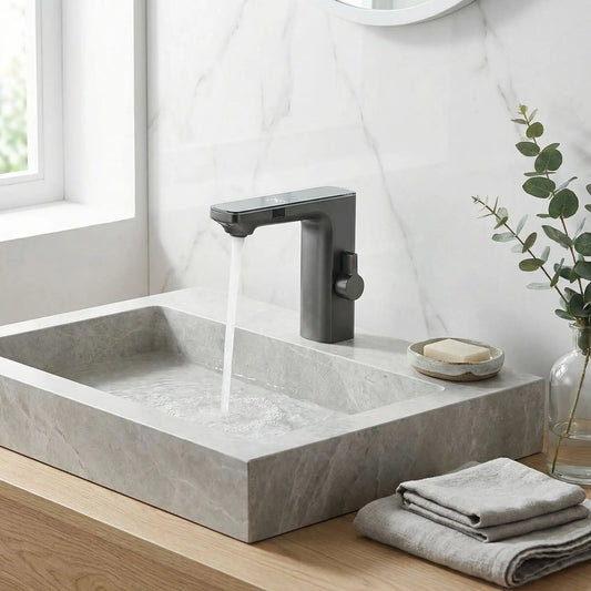 mitigeur lavabo infrarouge gris