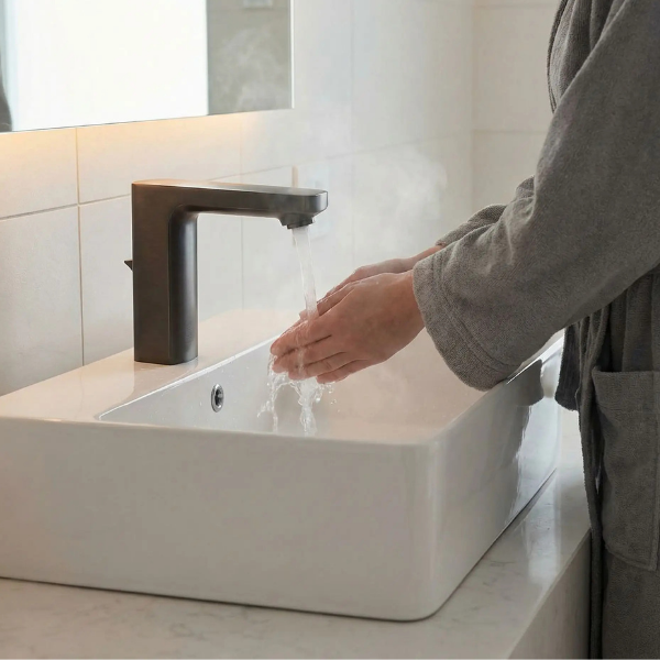 mitigeur lavabo infrarouge sans contact gris