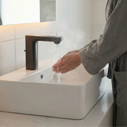 mitigeur lavabo infrarouge sans contact gris