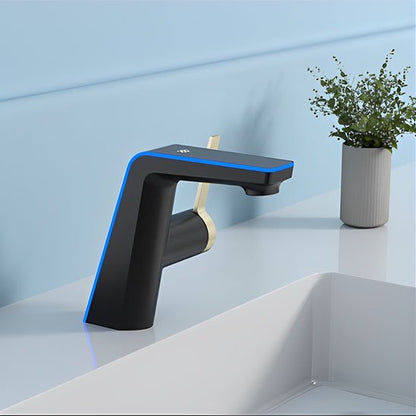 mitigeur lavabo noir dore