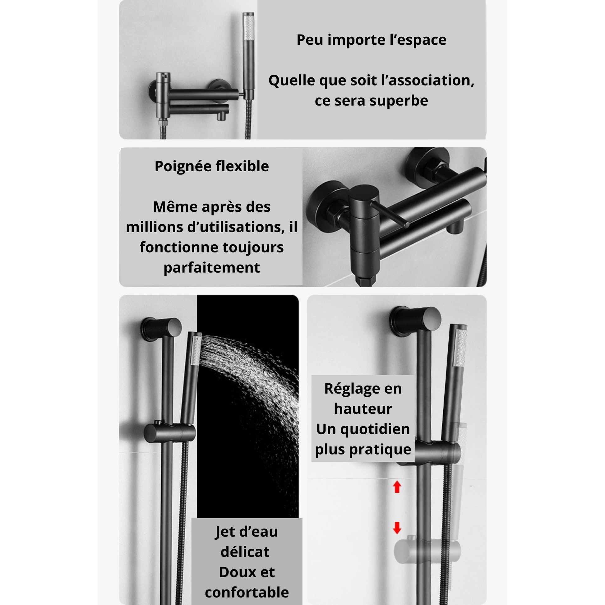 option mitigeur debit flexible reglage hauteur