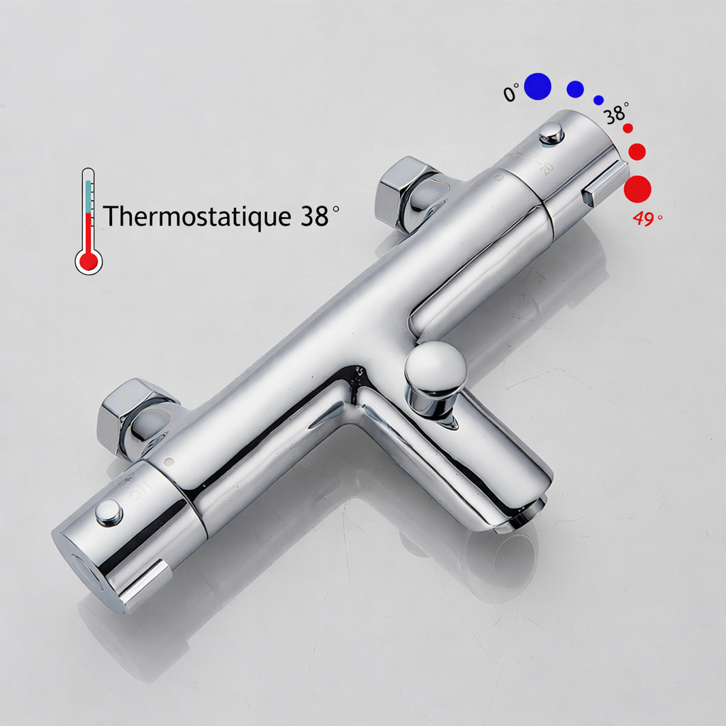 thermostatique mitigeur douche robinet chrome laiton